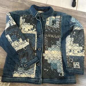 We The Free Blue Patchwork Jean Jacket